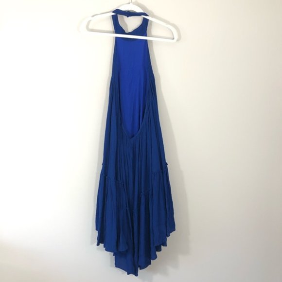 NWT VICI Blue Halter Tierded Ruffle Midi Dress - Picture 7 of 8